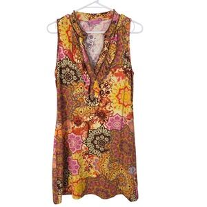 Joyous‎ & Free Art To Wear Mini Dress M Womens Beaded V Neck Whimsy Fairy